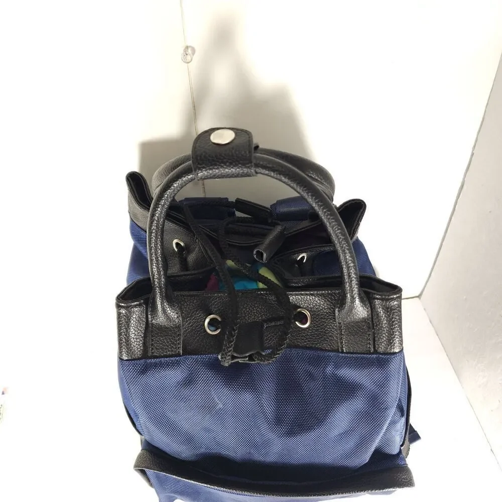 VERSACE Parfums Blue Black Drawstring Luxury Duffle Overnight Carry-On Backpack